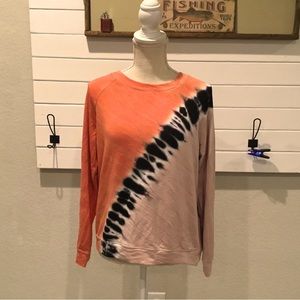 Zoe + Phoebe Orange Blush Pink Tie Dye Sweatshirt